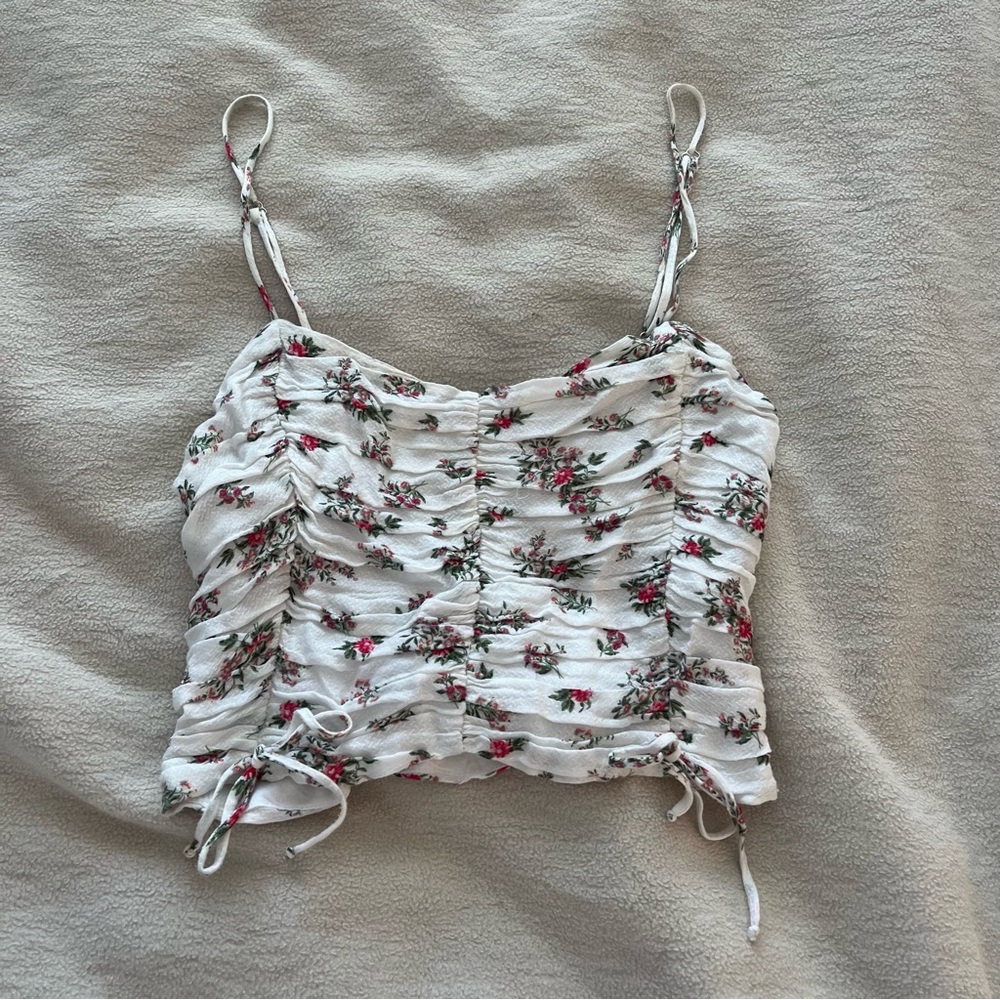 Crop floral tank